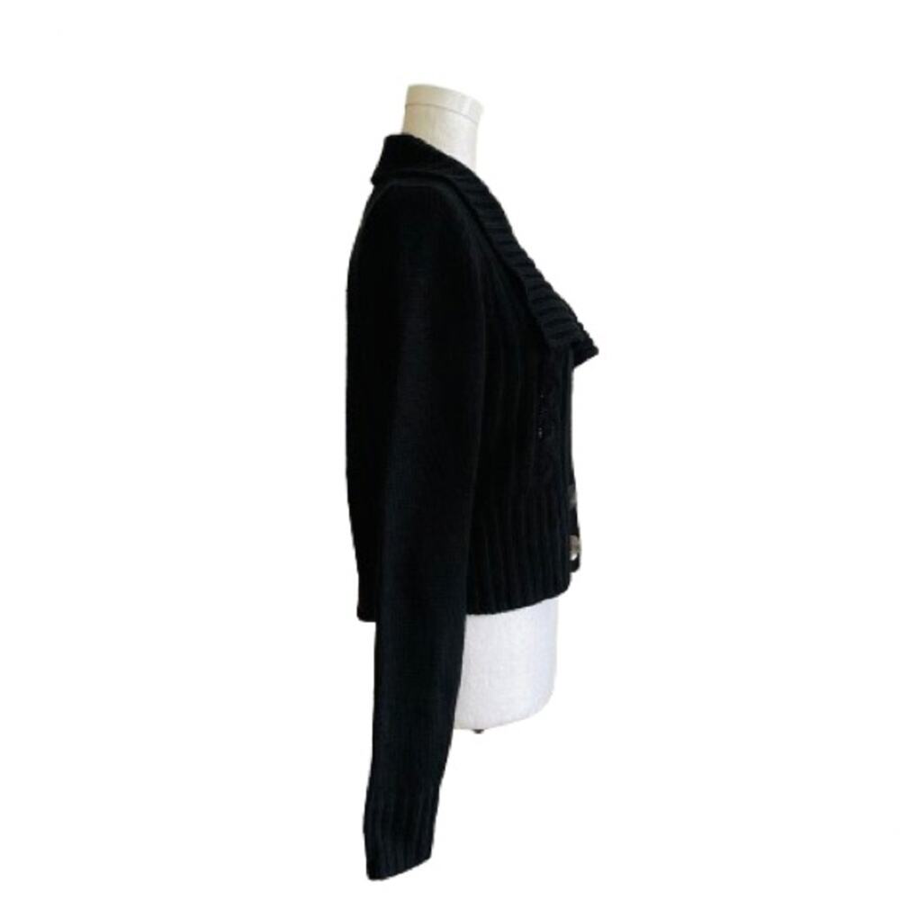 Sweater Project Cardigan Black Shawl Collar Crop Cropped Ribbed Sweater XL NEW - Picture 4 of 12